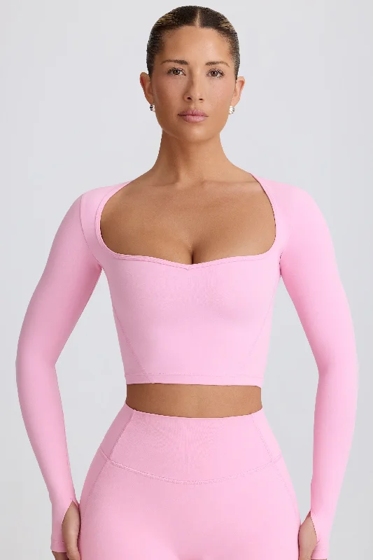 Best Online Boutiques For Women Soft Active Sweetheart-Neck Crop Top in Baby Pink