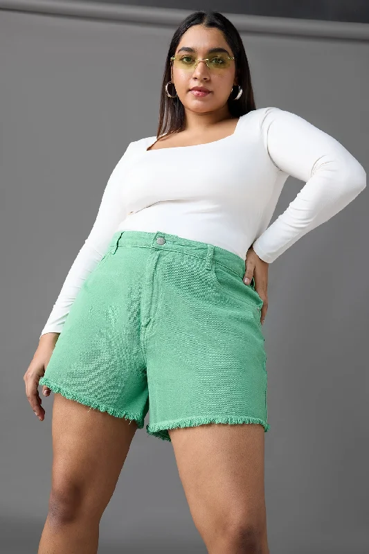 Trendy Online Boutiques Groovy Green Shorts