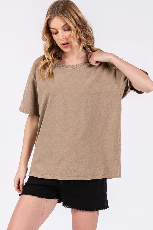 Women's Seasonal Garments Mocha Short Sleeve Top