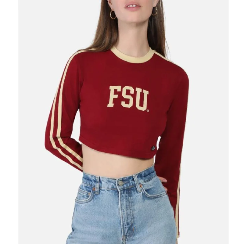 Women's Activewear Apparel Hype & Vice Women's FSU Super Crop Long Sleeve Top - Garnet/Gold