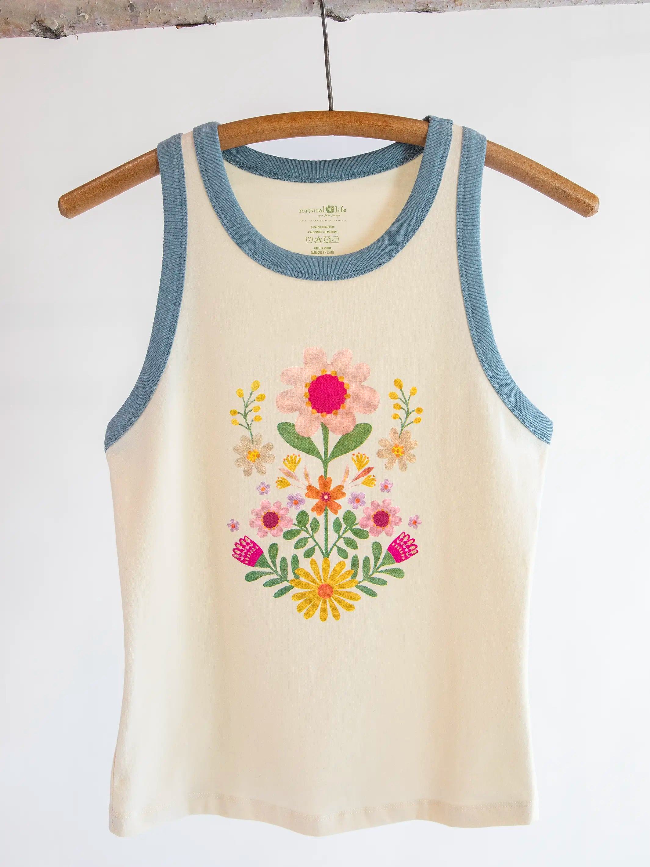 Fashion Sale Ringer Tank Top - Ivory Folk Flower