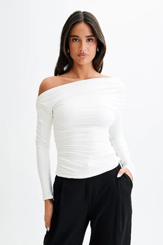 Women's Outdoor Attire Alayna Long Sleeve Recycled Nylon Ruched Top - White