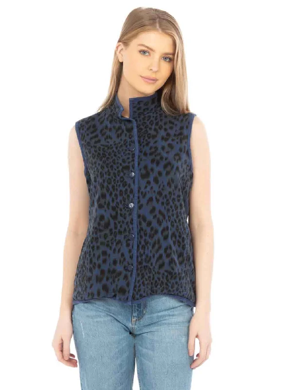 Outfits For Girls Tianello "Cheetah" Print TENCEL™  Sleeveless "Oxford" Vest Jacket Lined, & Side Pockets