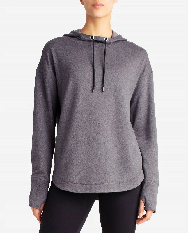 Online Shopping Boutiques Lotus Popover Hoodie In Black Salt Heather