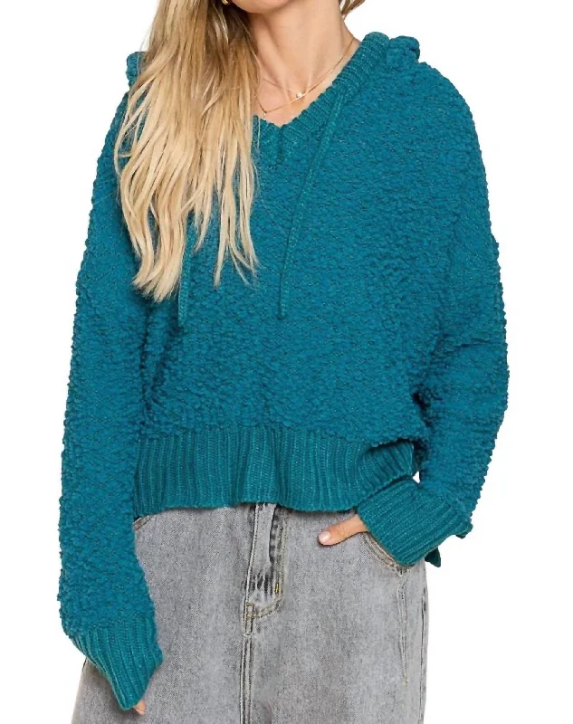 End Of Season Sale Clothing Texured Knit Hoodie In Teal